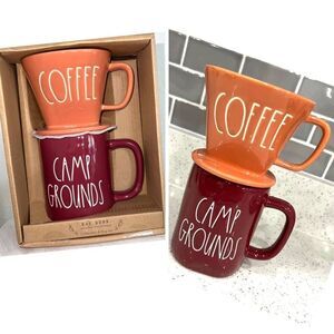 NWT Rae Dunn CAMP GROUNDS coffee mug cup & COFFEE drip mug Gorgeous 2 piece set